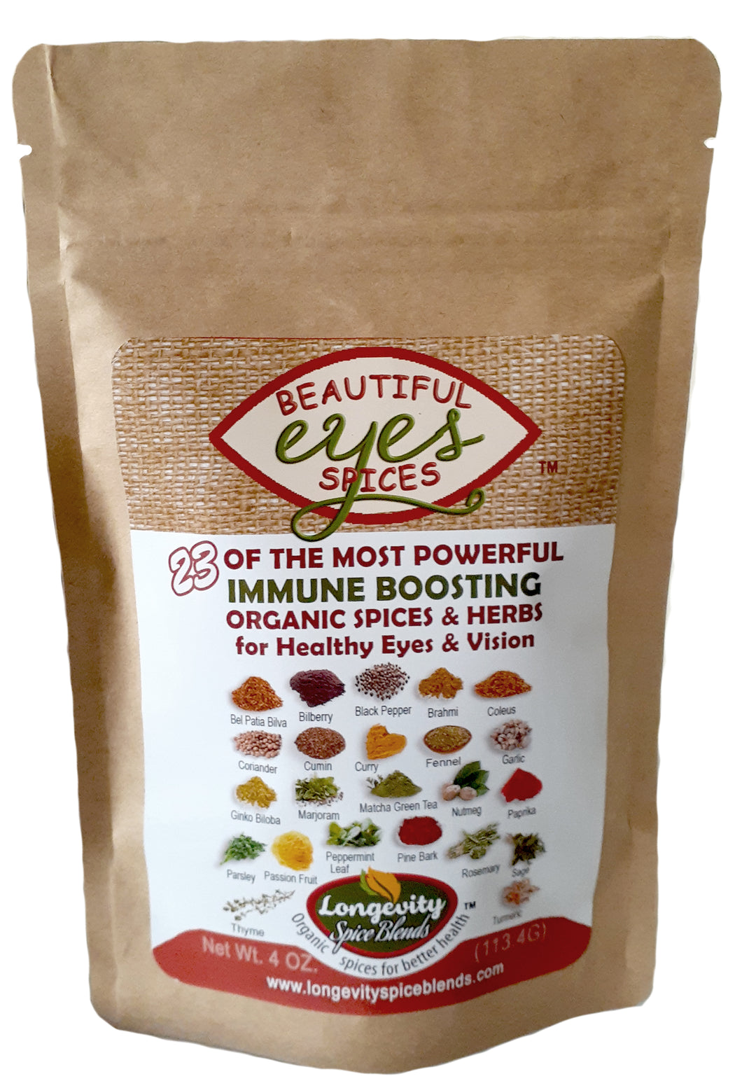 Eyes - Beautiful Eyes Spices …23 Organic Spices for eyesight and eye health improvement  (4 oz. pouch - 45 tsp. servings)