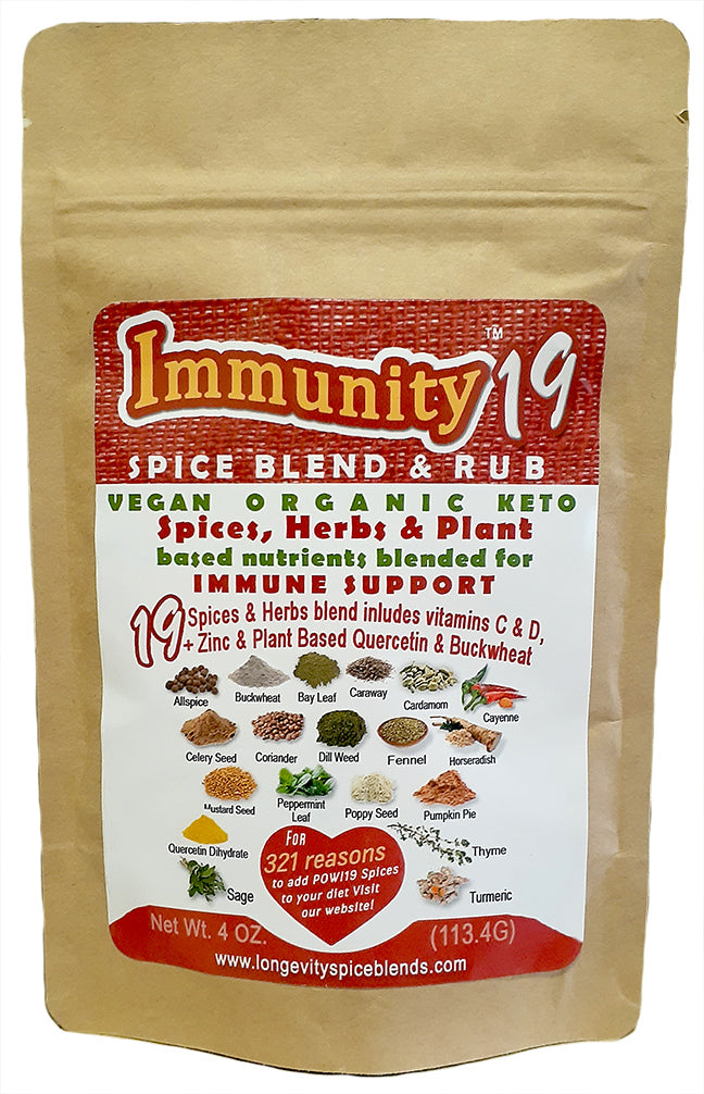 All Immunity19 - Immune Boosting Spices & Herbs includes Vitamins C, D & Zinc plus Quercetin & Buckwheat Plant Based Nutrition (4 oz. pouch - 45 tsp. servings)